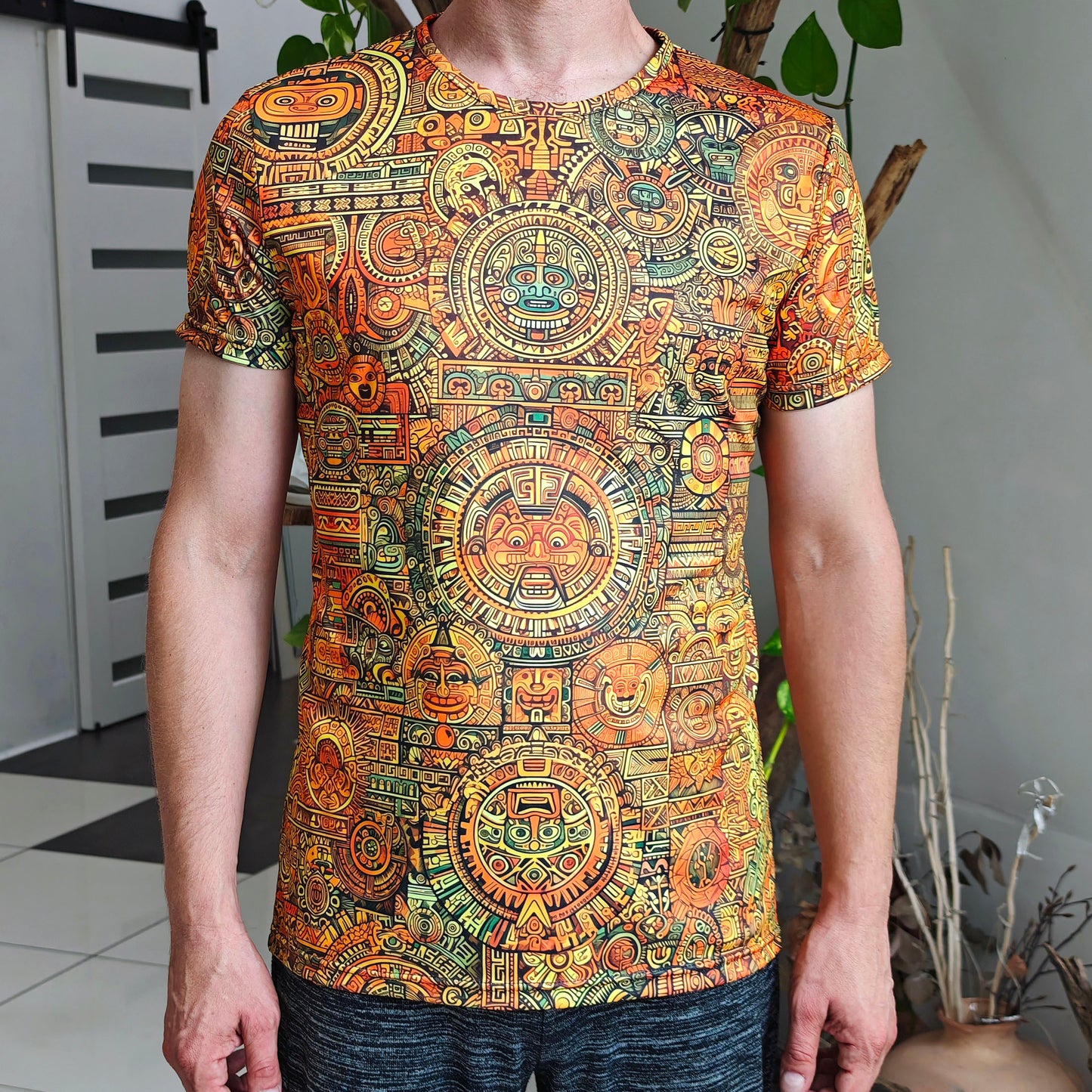 Maya Pattern Blacklight UV active T-shirt