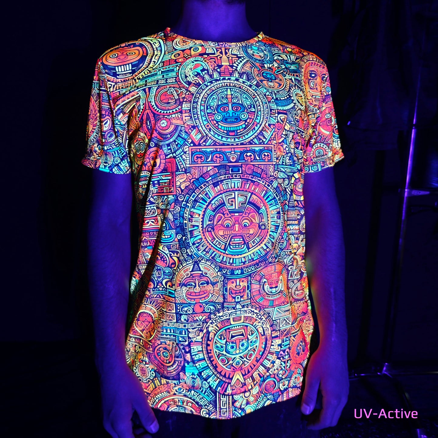 Maya Pattern Blacklight UV active T-shirt