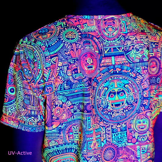 Maya Pattern Blacklight UV active T-shirt