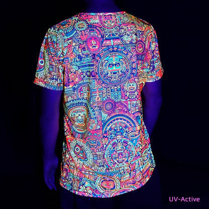 Maya Pattern Blacklight UV active T-shirt