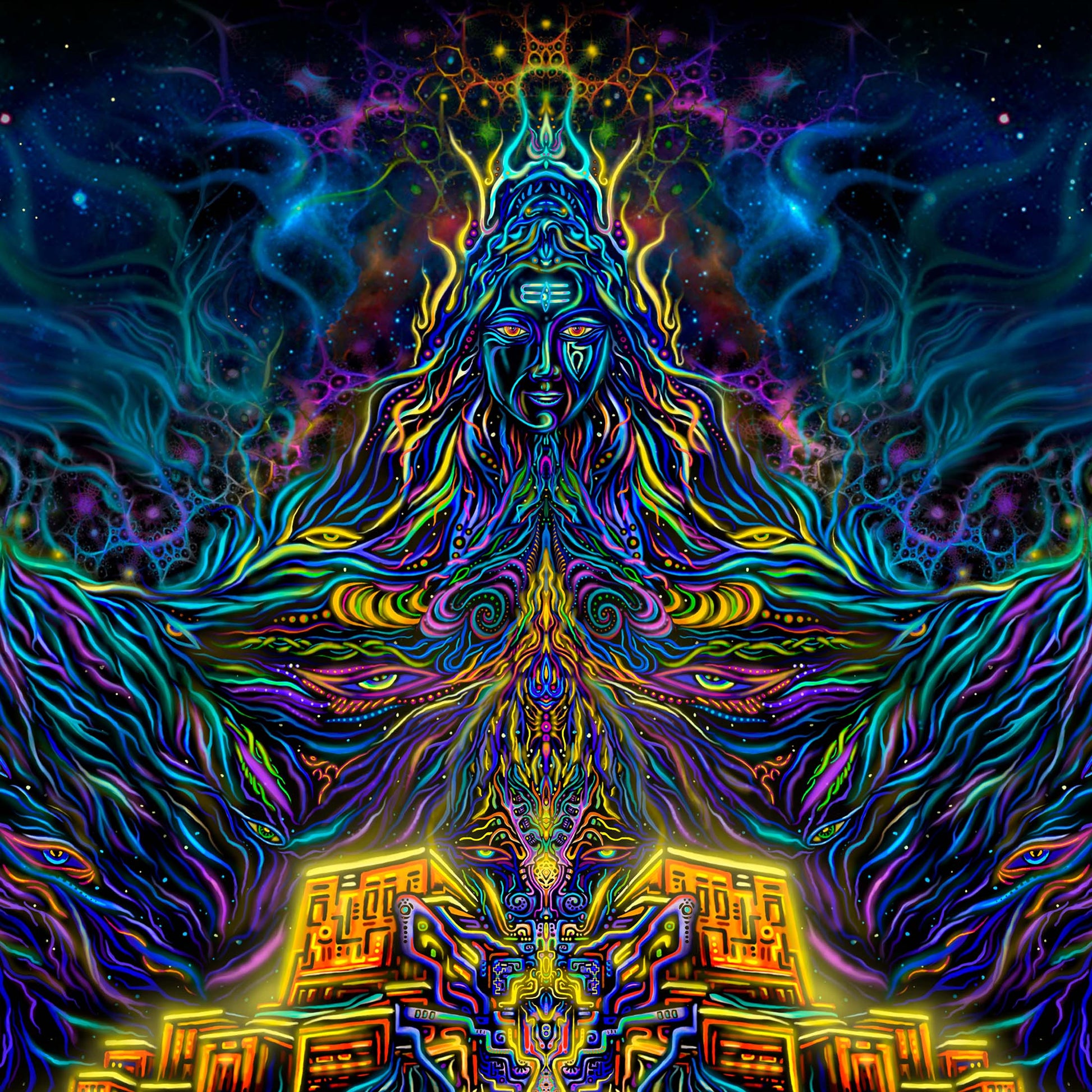 Shiva - Mountain of Light - Psy backdrop UV blacklight active - Artrama