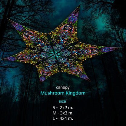 Mushroom Kingdom Canopy UV-Active Blacklight Decor