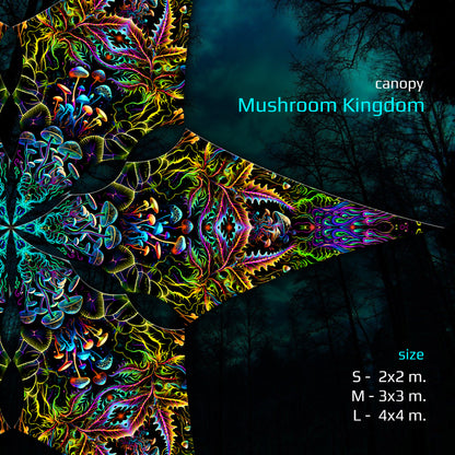 Mushroom Kingdom Canopy UV-Active Blacklight Decor