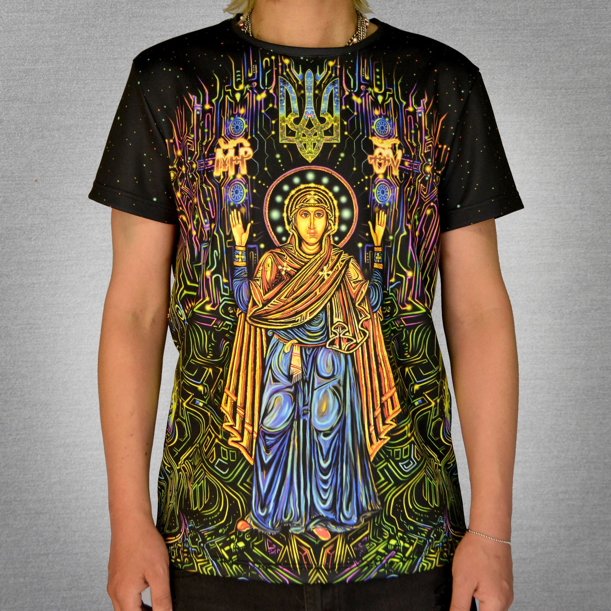 Kyiv Oranta Virgin Mary Blacklight UV active T-shirt - Artrama