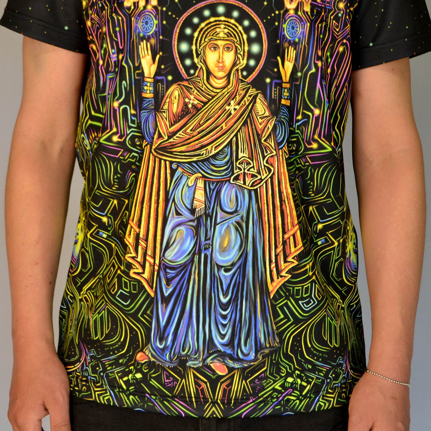 Kyiv Oranta Virgin Mary Blacklight UV active T-shirt - Artrama