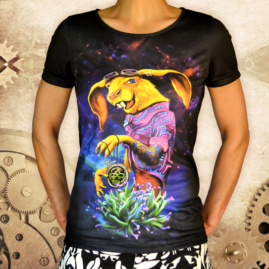 Steampunk March Hare Blacklight UV active T-shirt - Artrama