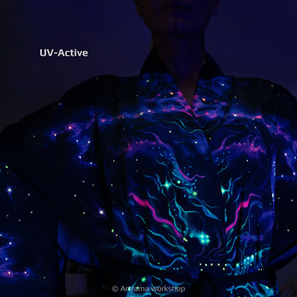 Blacklight Kimono Dragons, Rave Dress, Festival Tunic, Trippy Wear (Unisex)