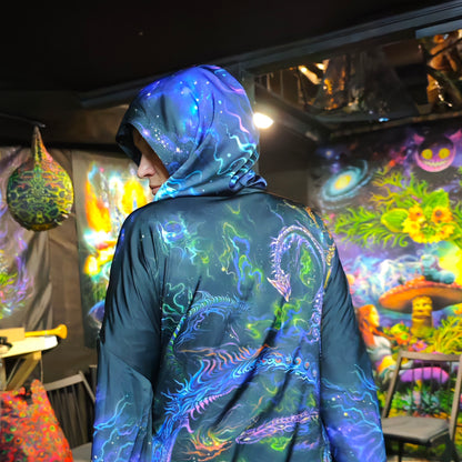 Blacklight Kimono Dragons, Rave Dress, Festival Tunic, Trippy Wear (Unisex)