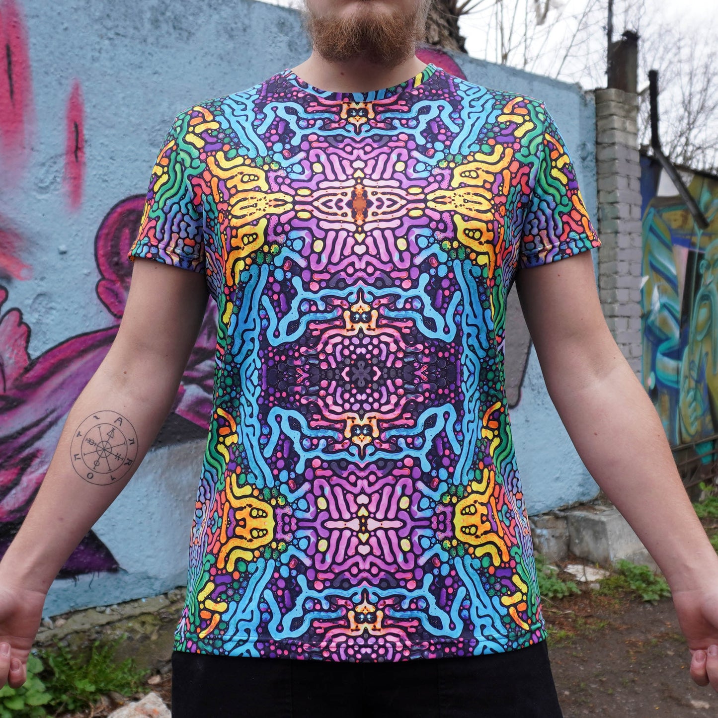 Psychedelic Worms Blacklight UV active T-shirt - Artrama