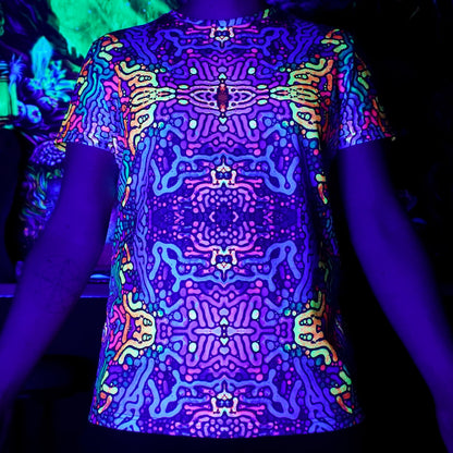 Psychedelic Worms Blacklight UV active T-shirt - Artrama