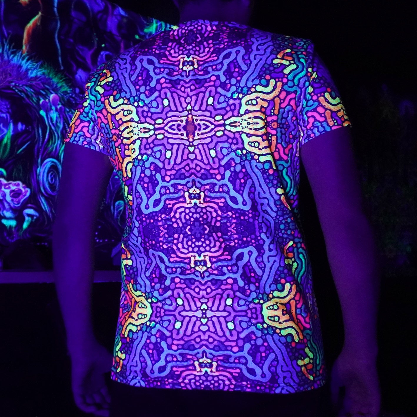 Psychedelic Worms Blacklight UV active T-shirt - Artrama