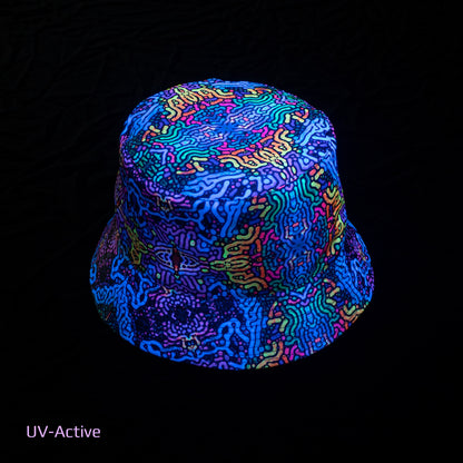 Psy Worms Panama, Blacklight UV active bucket hat