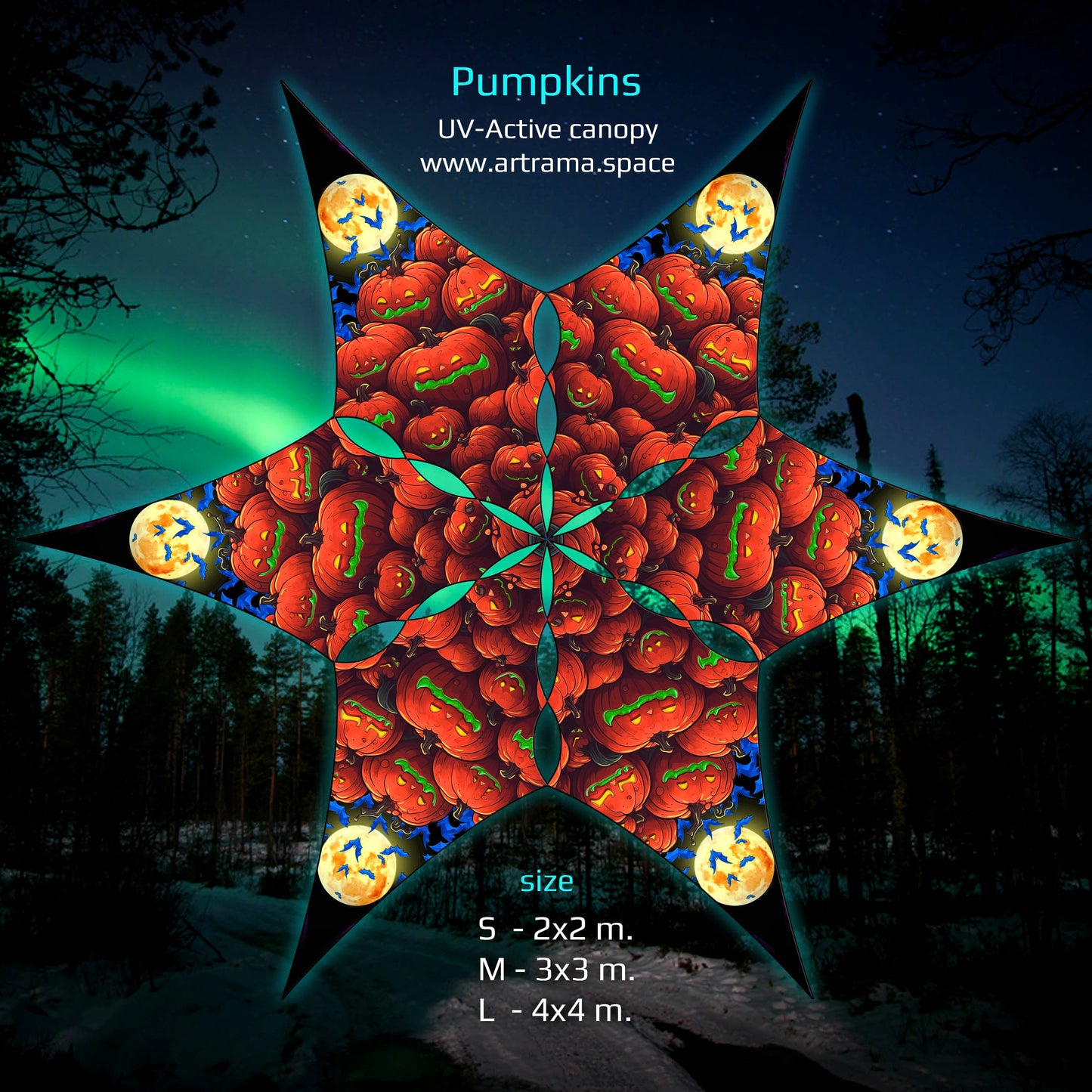 Pumpkins Canopy UV Active Blacklight Decor
