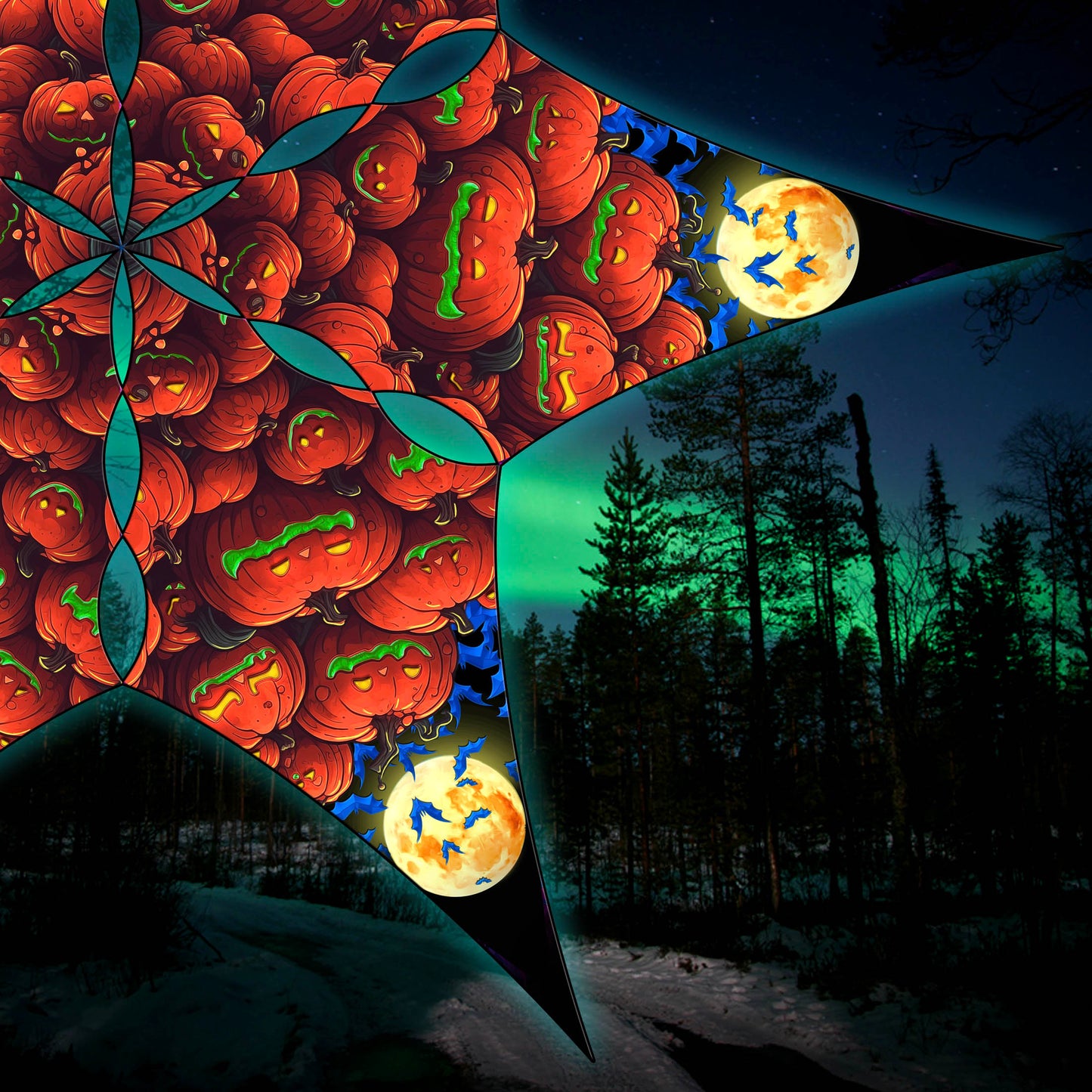 Pumpkins Canopy UV Active Blacklight Decor