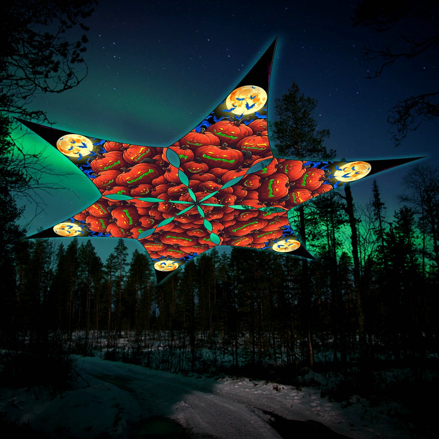 Pumpkins Canopy UV Active Blacklight Decor