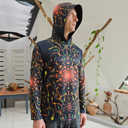 Red Fractals Long sleeve UV-active Blacklight Origin of life on Earth