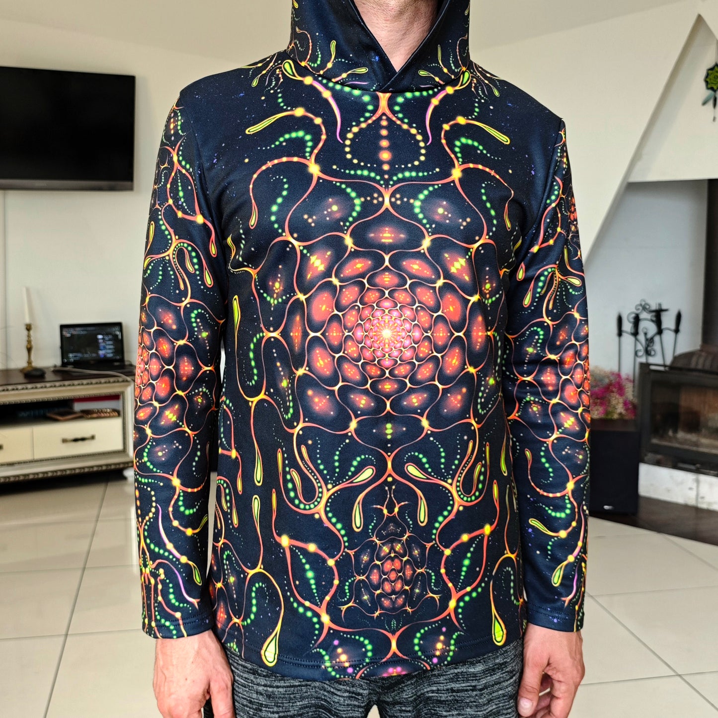 Red Fractals Long sleeve UV-active Blacklight Origin of life on Earth