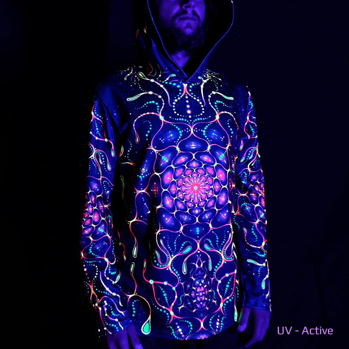 Red Fractals Long sleeve UV-active Blacklight Origin of life on Earth