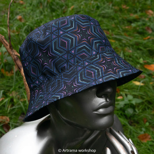 Sacred Geometry Panama, Blacklight UV active bucket hat