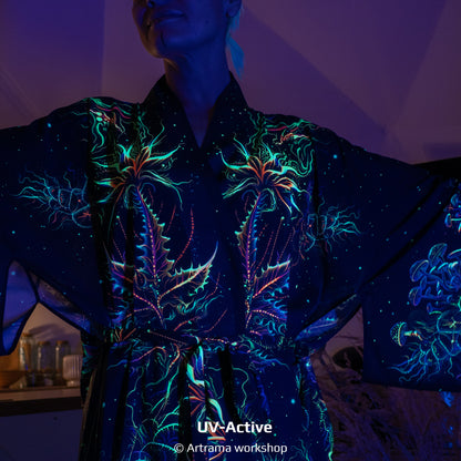 Blacklight Kimono Mavka, Rave Dress, Festival Tunic, Trippy Wear (Unisex)