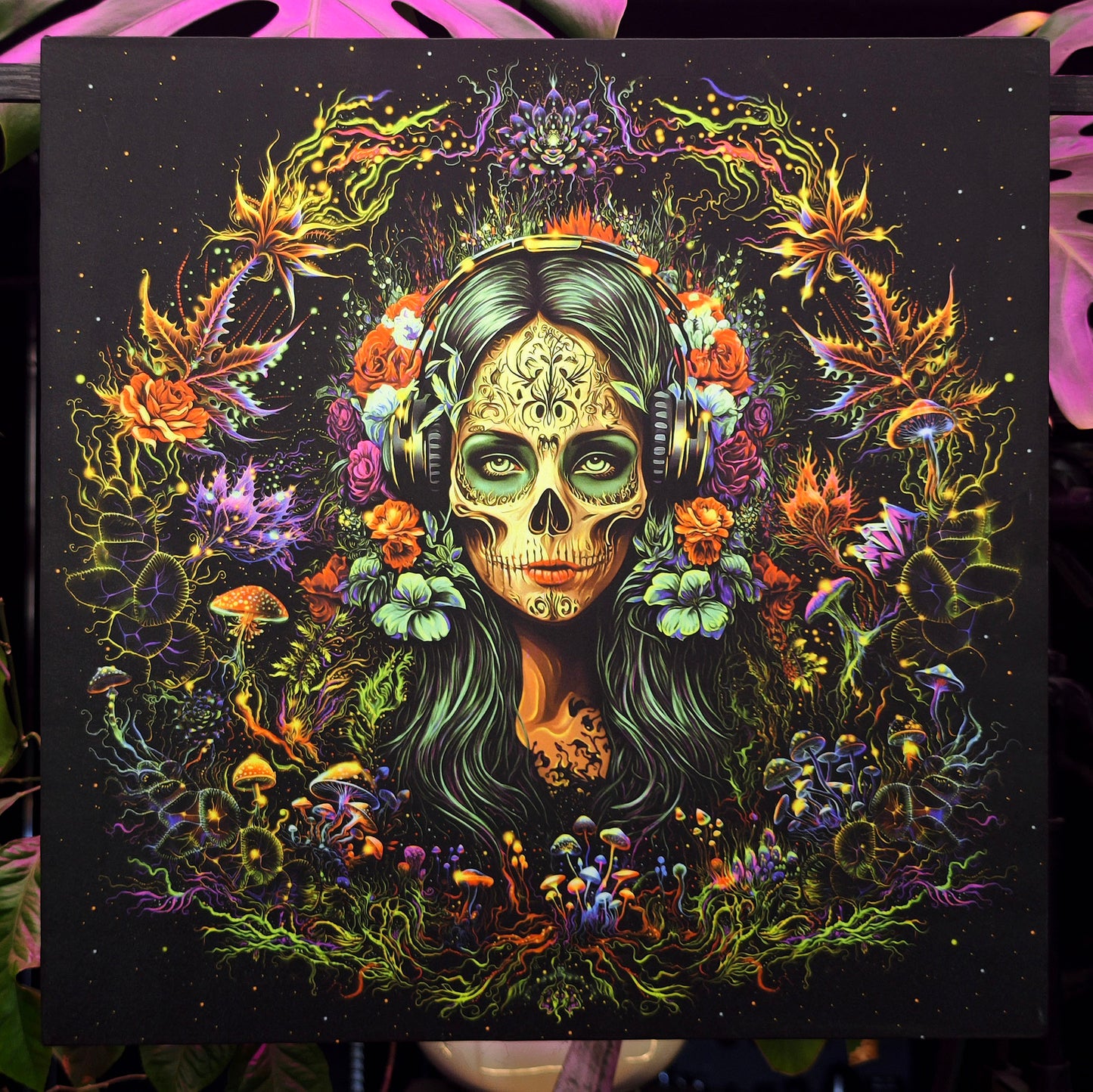 Santa Muerte UV-Active Wrapped Canvas