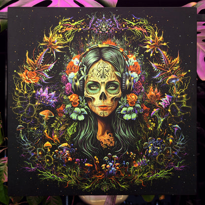 Santa Muerte UV-Active Wrapped Canvas