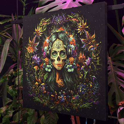 Santa Muerte UV-Active Wrapped Canvas