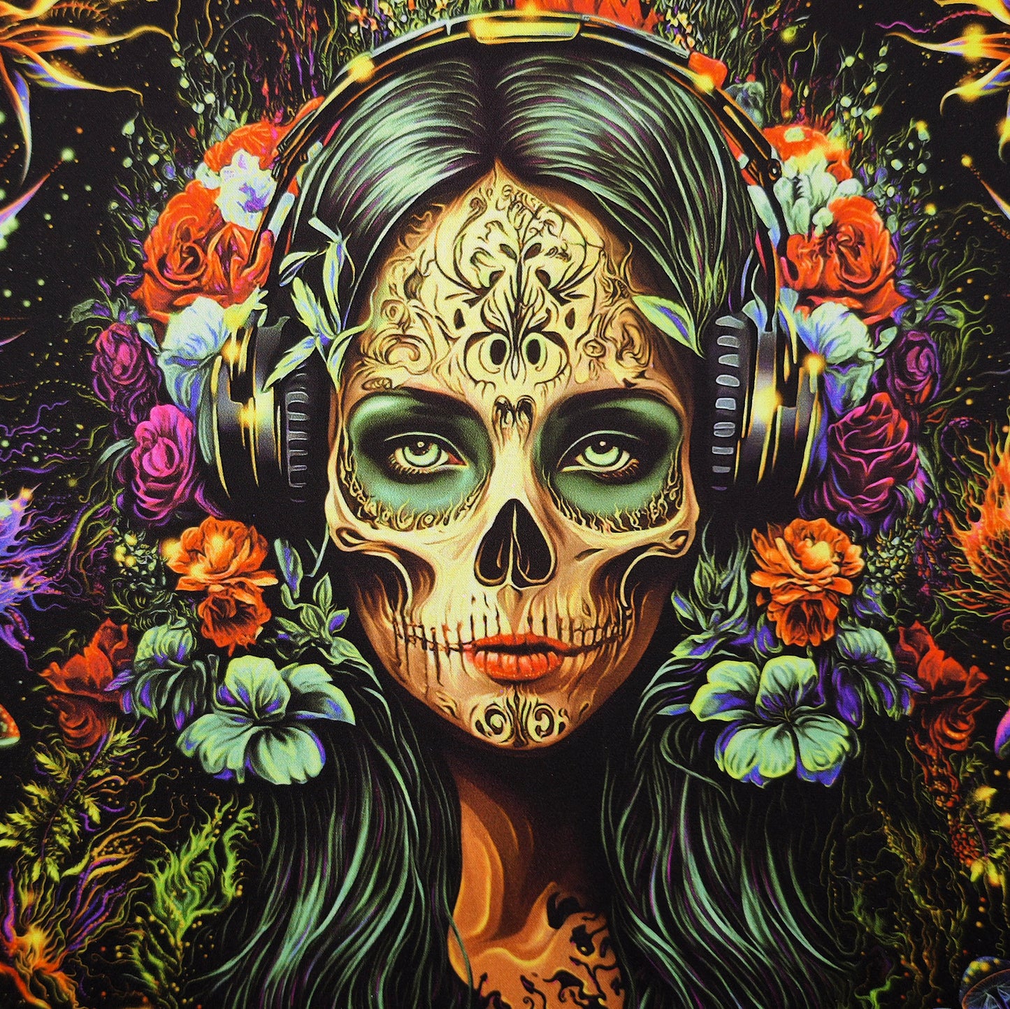 Santa Muerte UV-Active Wrapped Canvas