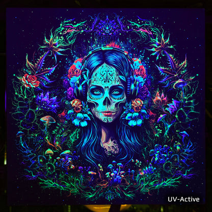 Santa Muerte UV-Active Wrapped Canvas