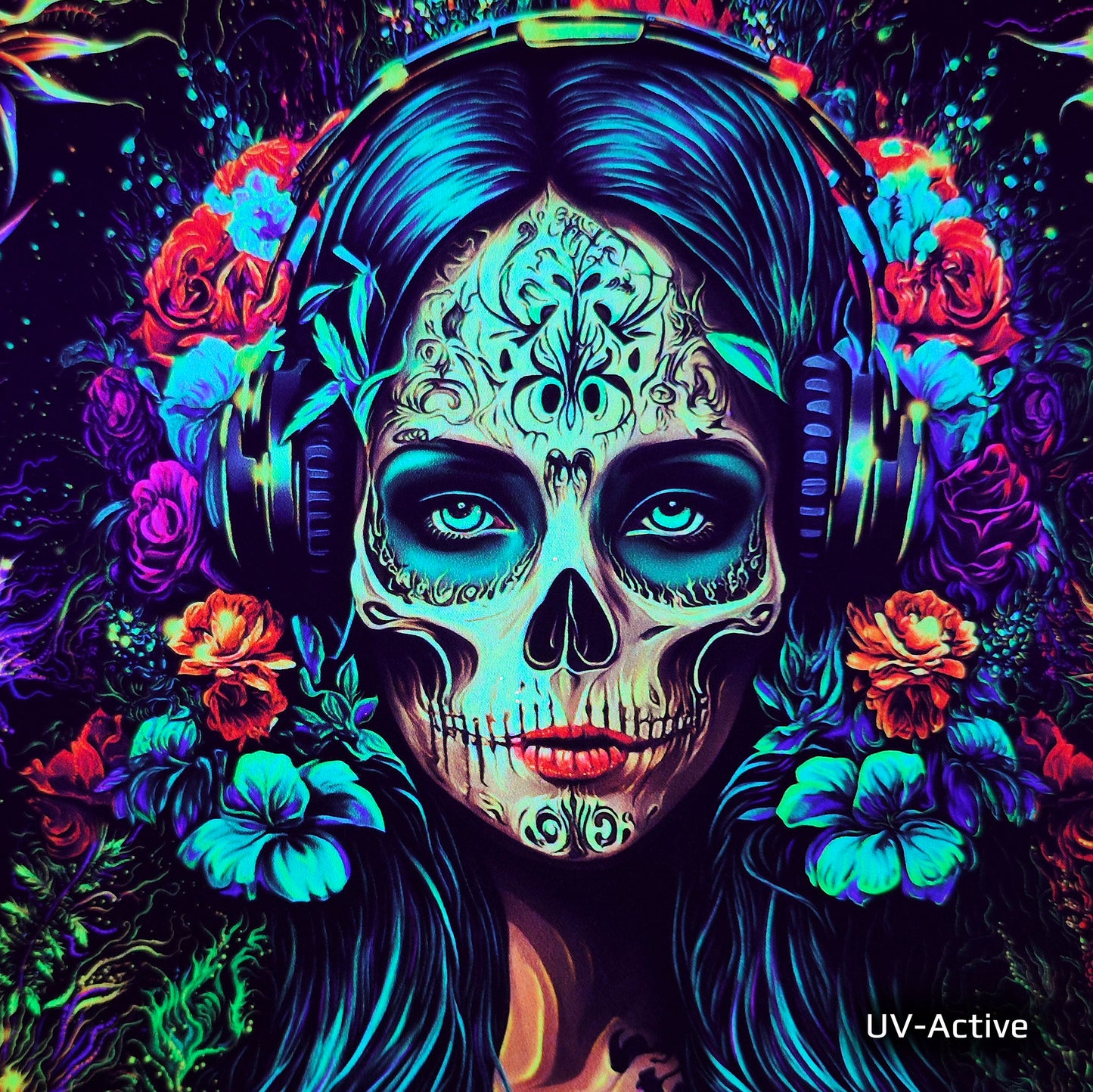 Santa Muerte UV-Active Wrapped Canvas