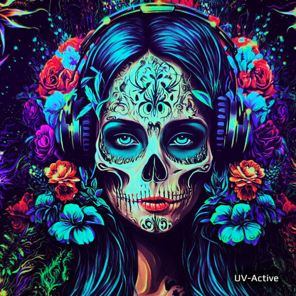 Santa Muerte UV-Active Wrapped Canvas