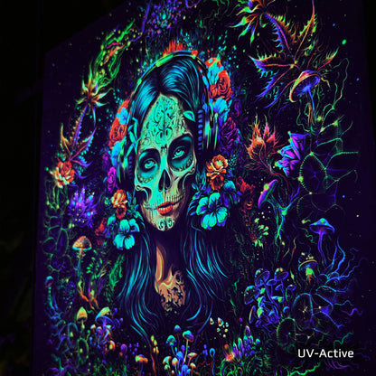 Santa Muerte UV-Active Wrapped Canvas