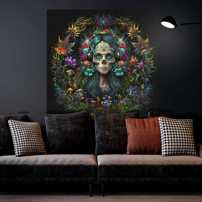 Santa Muerte Backdrop UV active Blacklight - Artrama