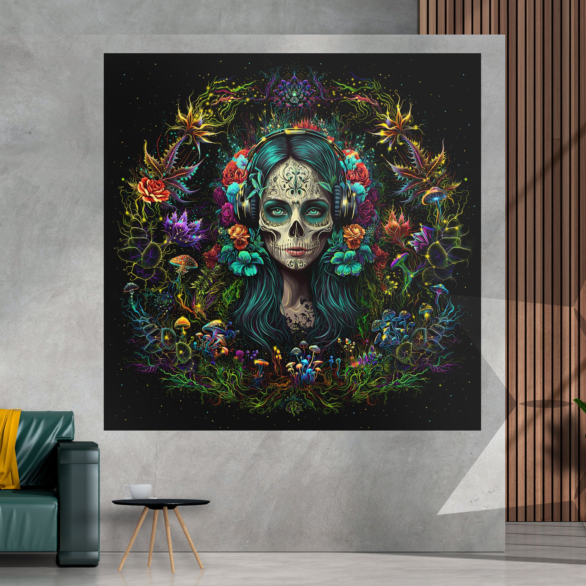 Santa Muerte Backdrop UV active Blacklight - Artrama