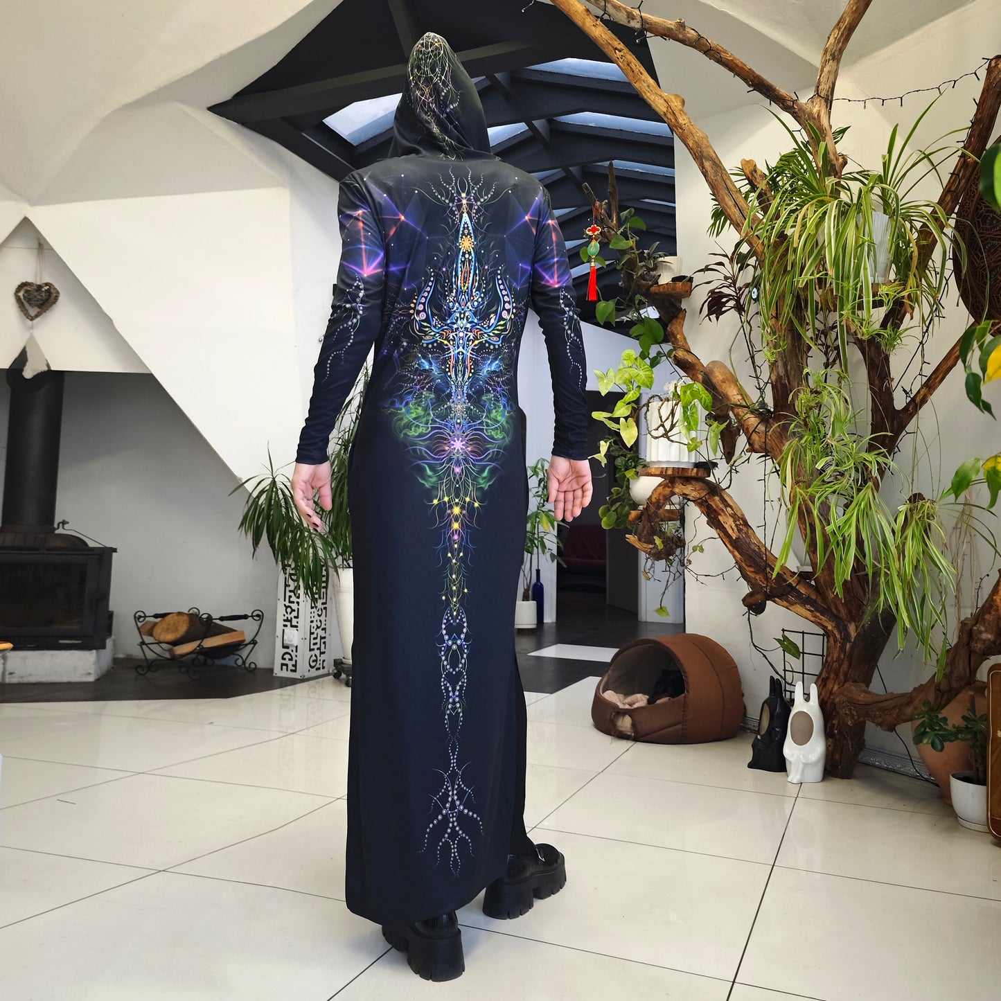 Trishula Blacklight UV Active Dress With Hood