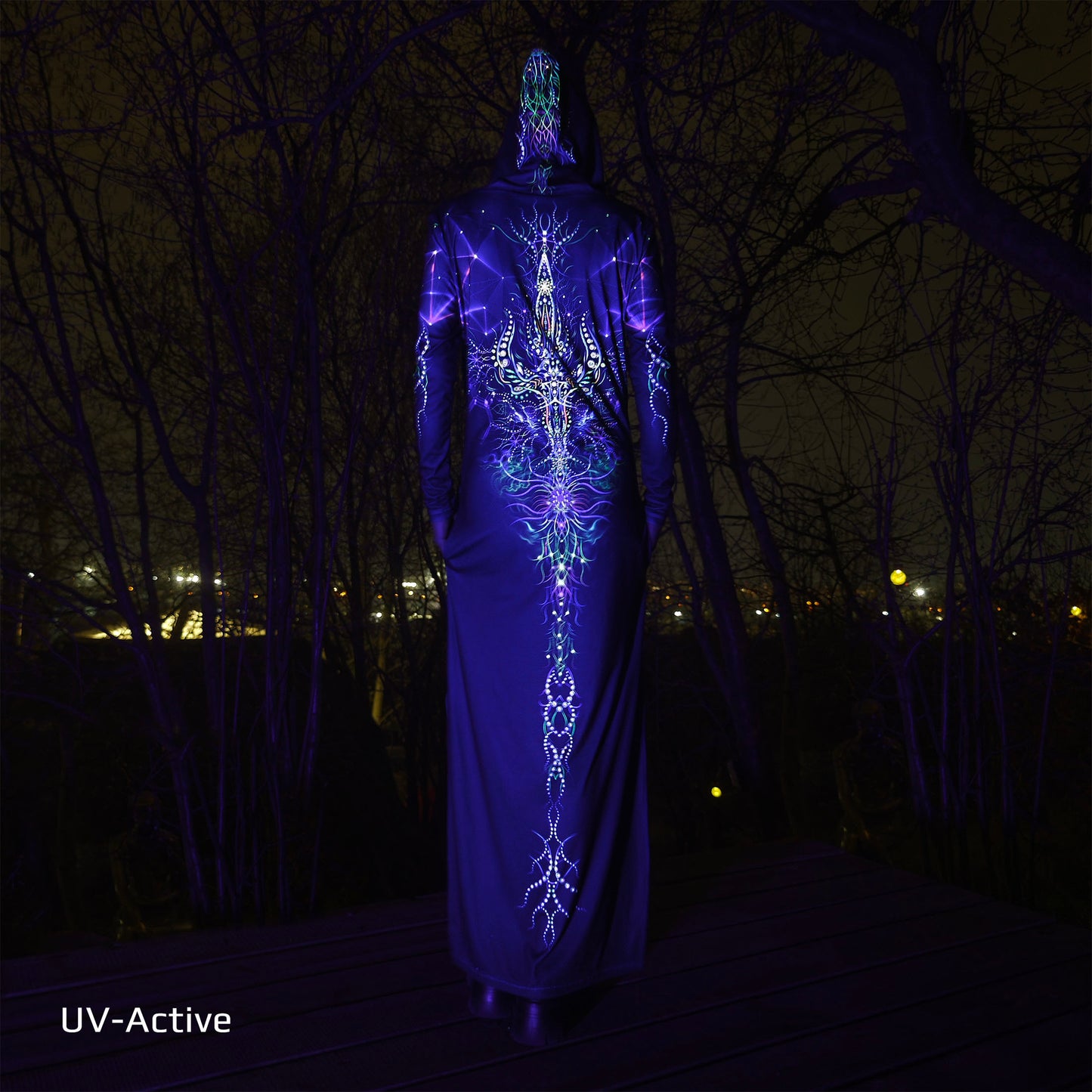 Trishula Blacklight UV Active Dress With Hood