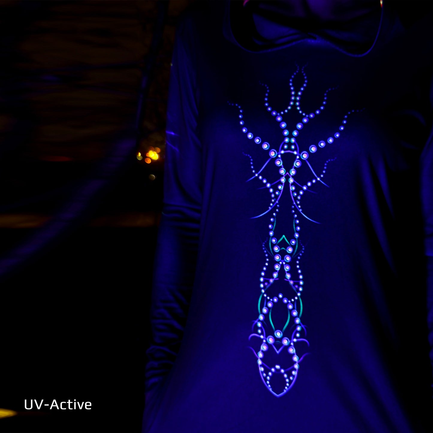 Trishula Blacklight UV Active Dress With Hood