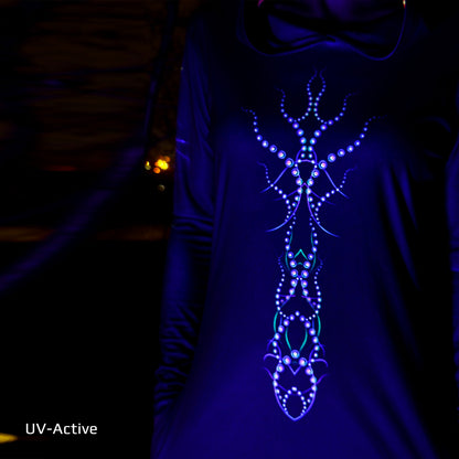 Trishula Blacklight UV Active Dress With Hood