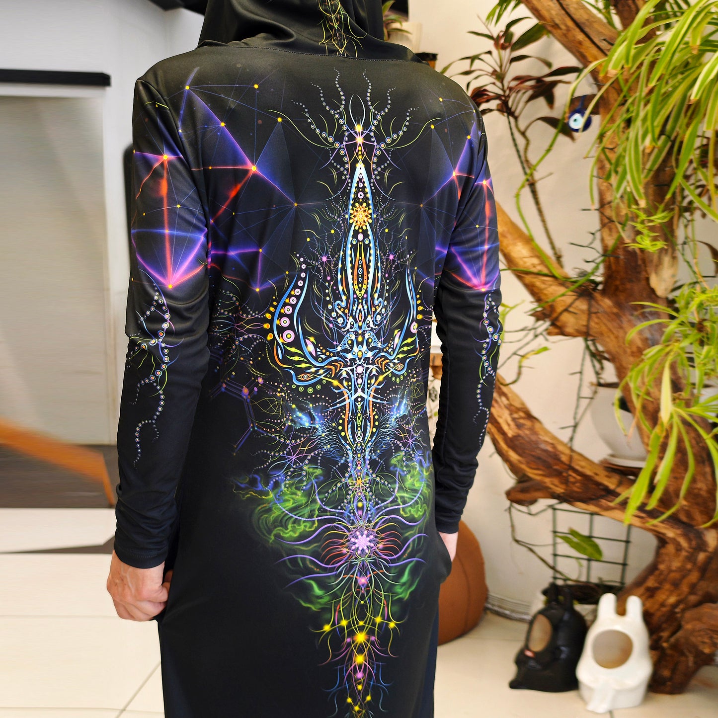 Trishula Blacklight UV Active Dress With Hood