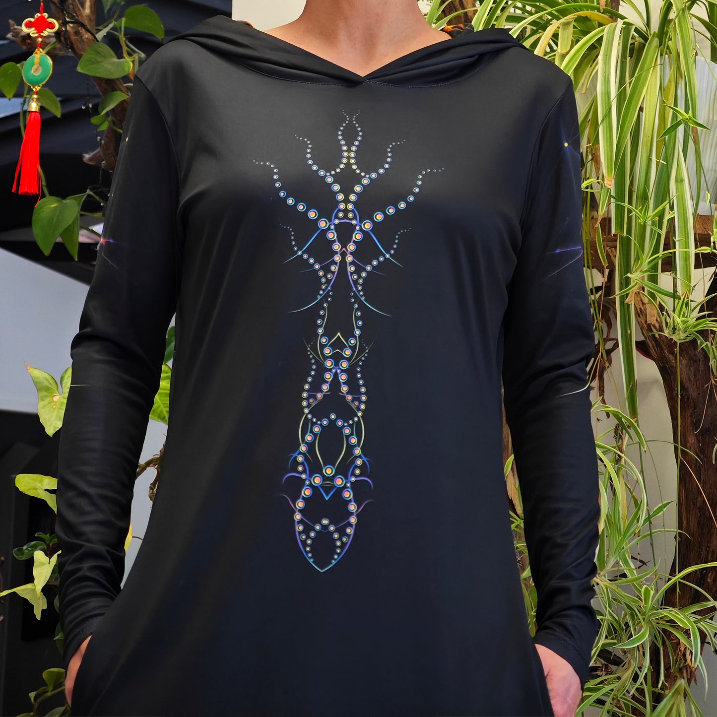 Trishula Blacklight UV Active Dress With Hood