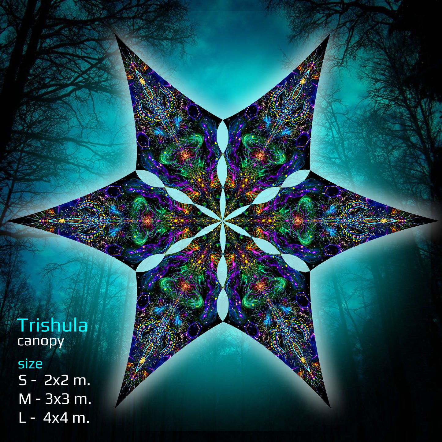 Trishula Canopy UV-Active Blacklight Decor