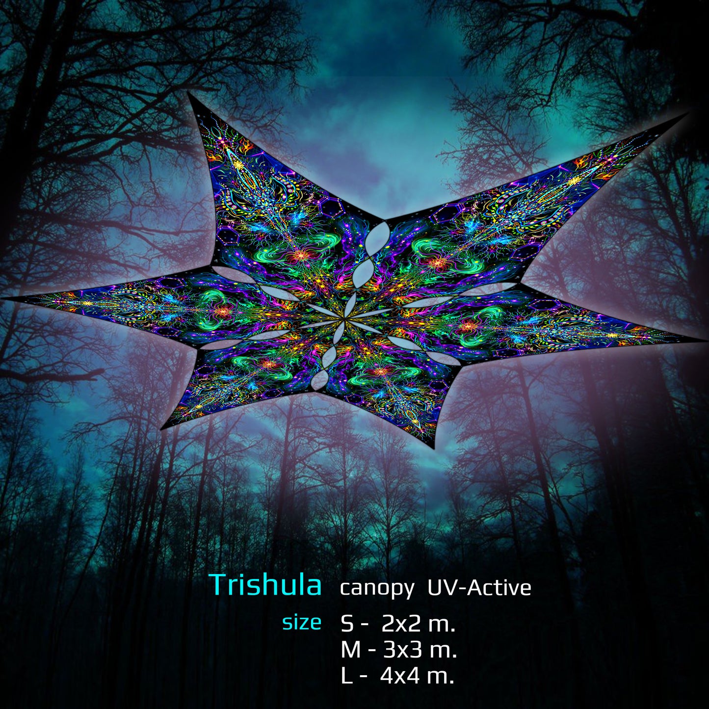 Trishula Canopy UV-Active Blacklight Decor