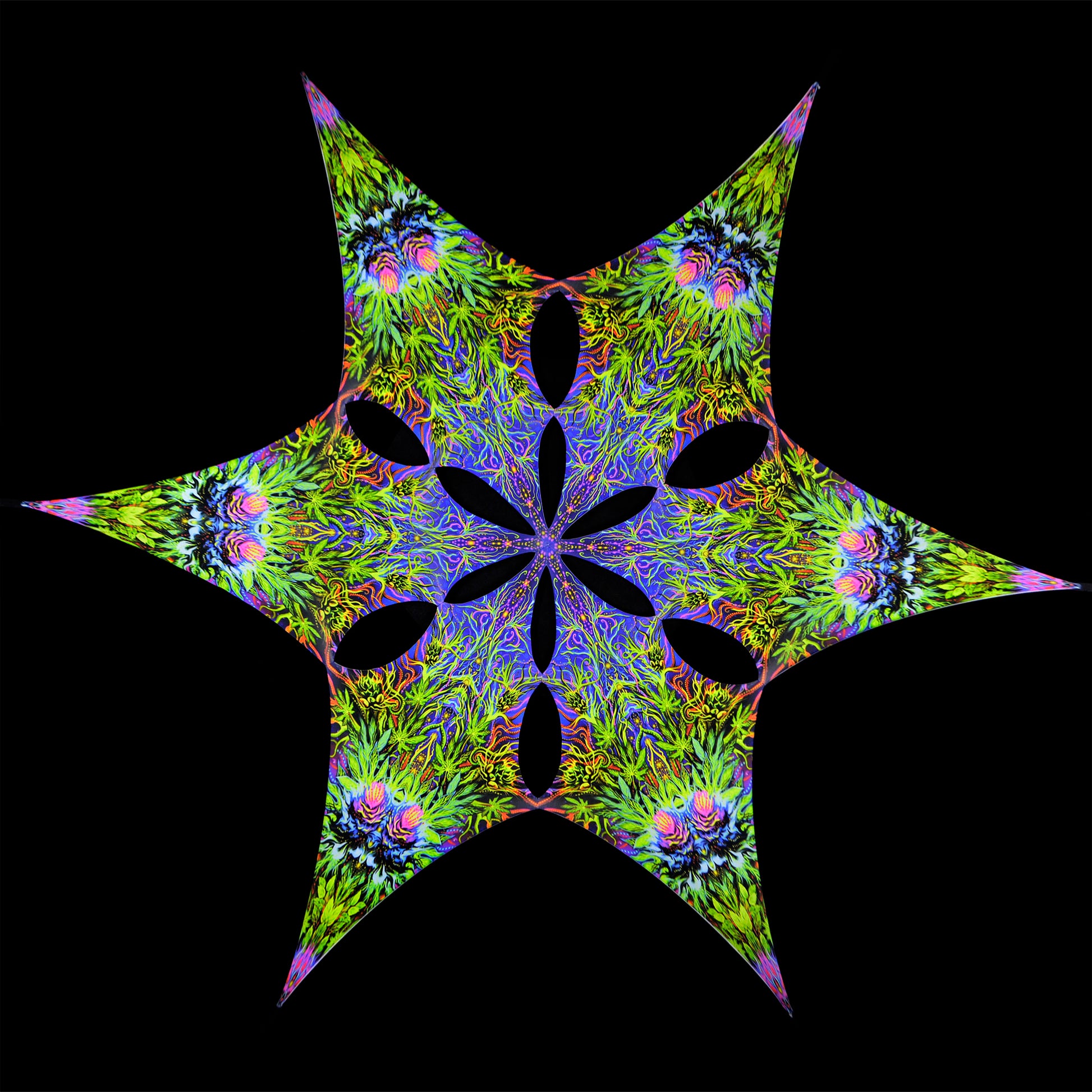 Twin Flowers Canopy UV Active Blacklight Decor - Artrama