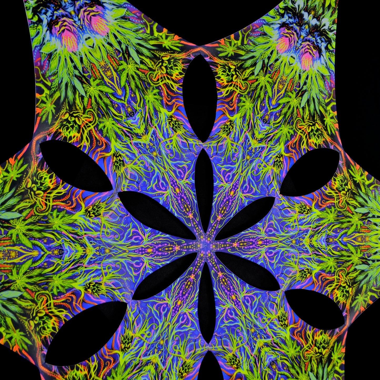 Twin Flowers Canopy UV Active Blacklight Decor - Artrama