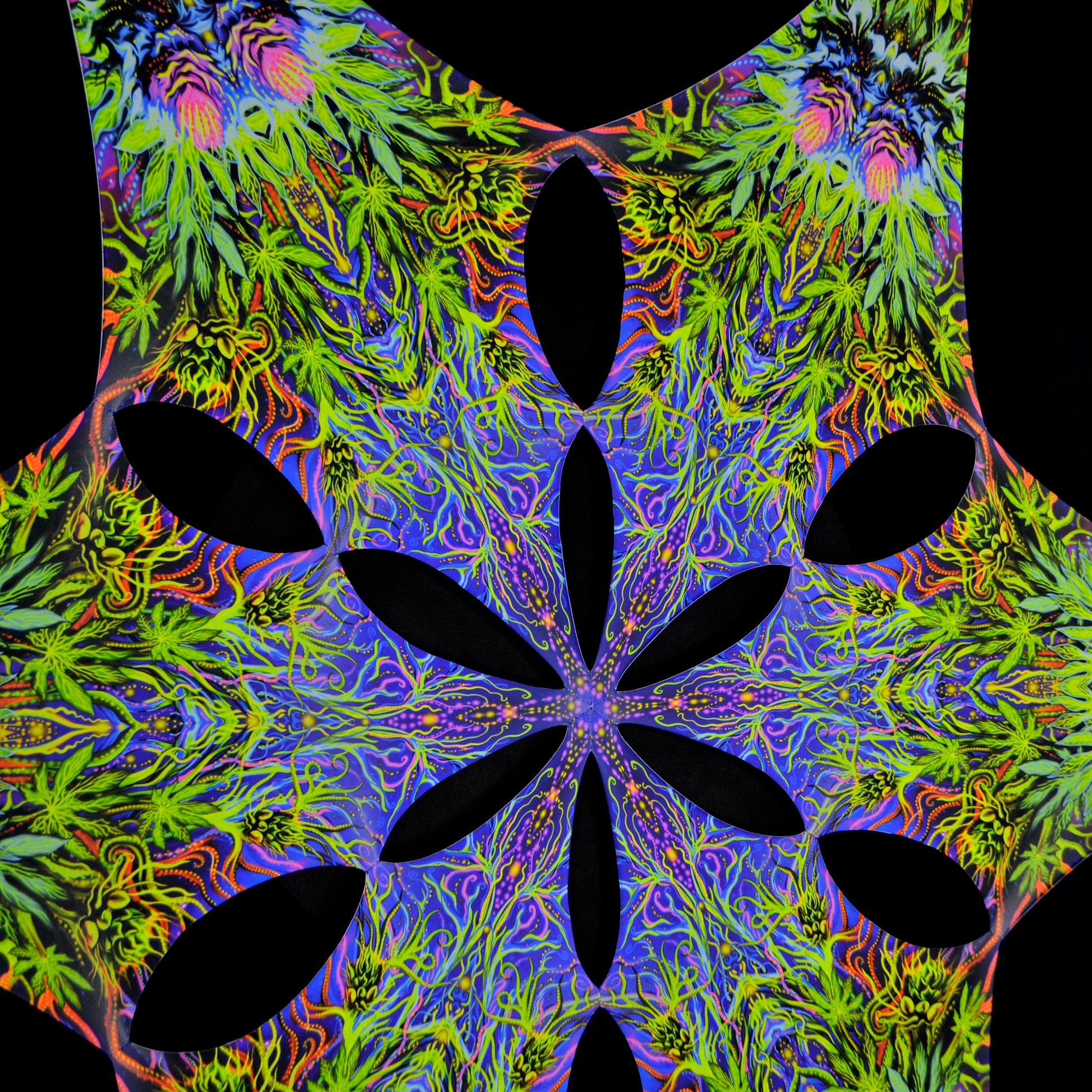 Twin Flowers Canopy UV Active Blacklight Decor - Artrama