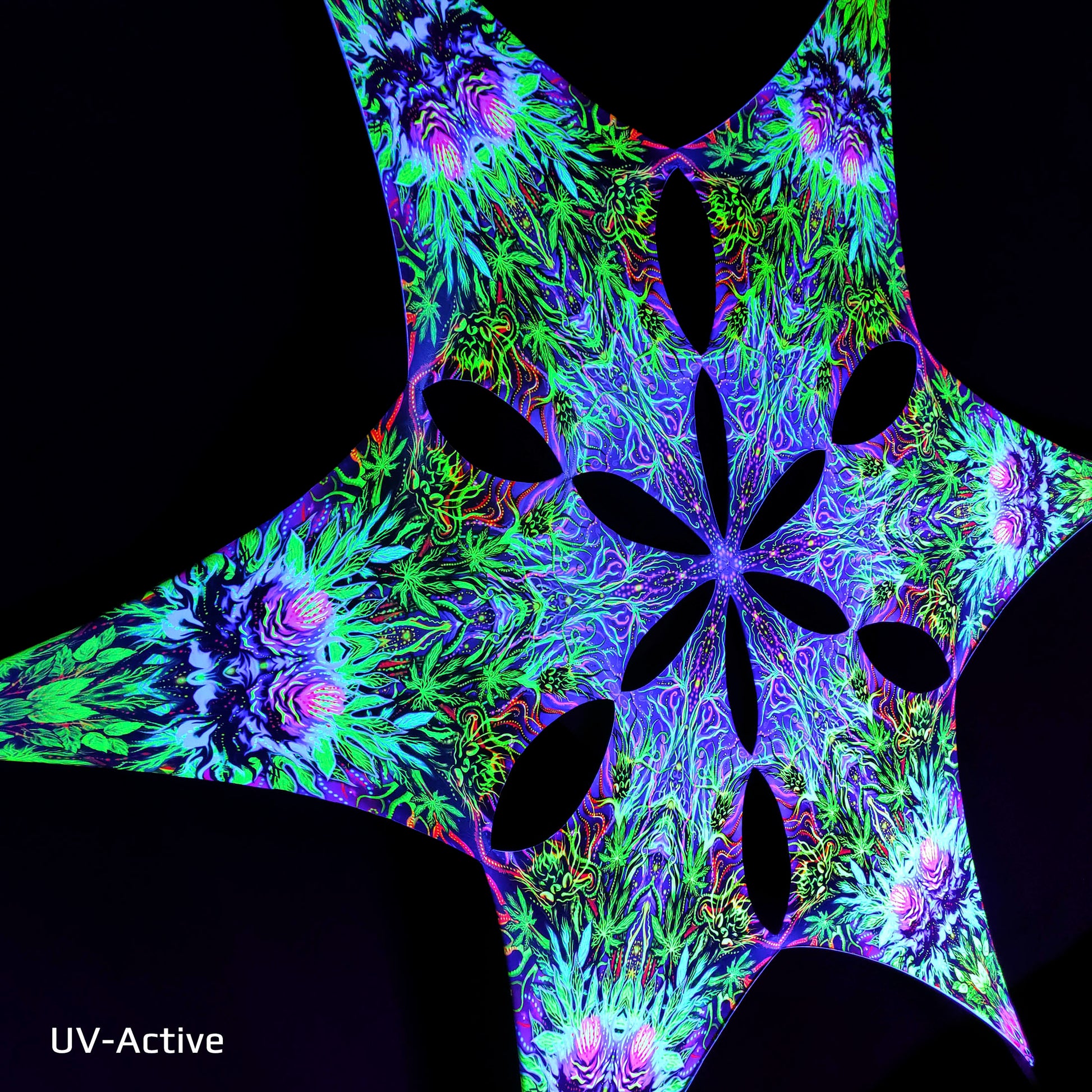 Twin Flowers Canopy UV Active Blacklight Decor - Artrama