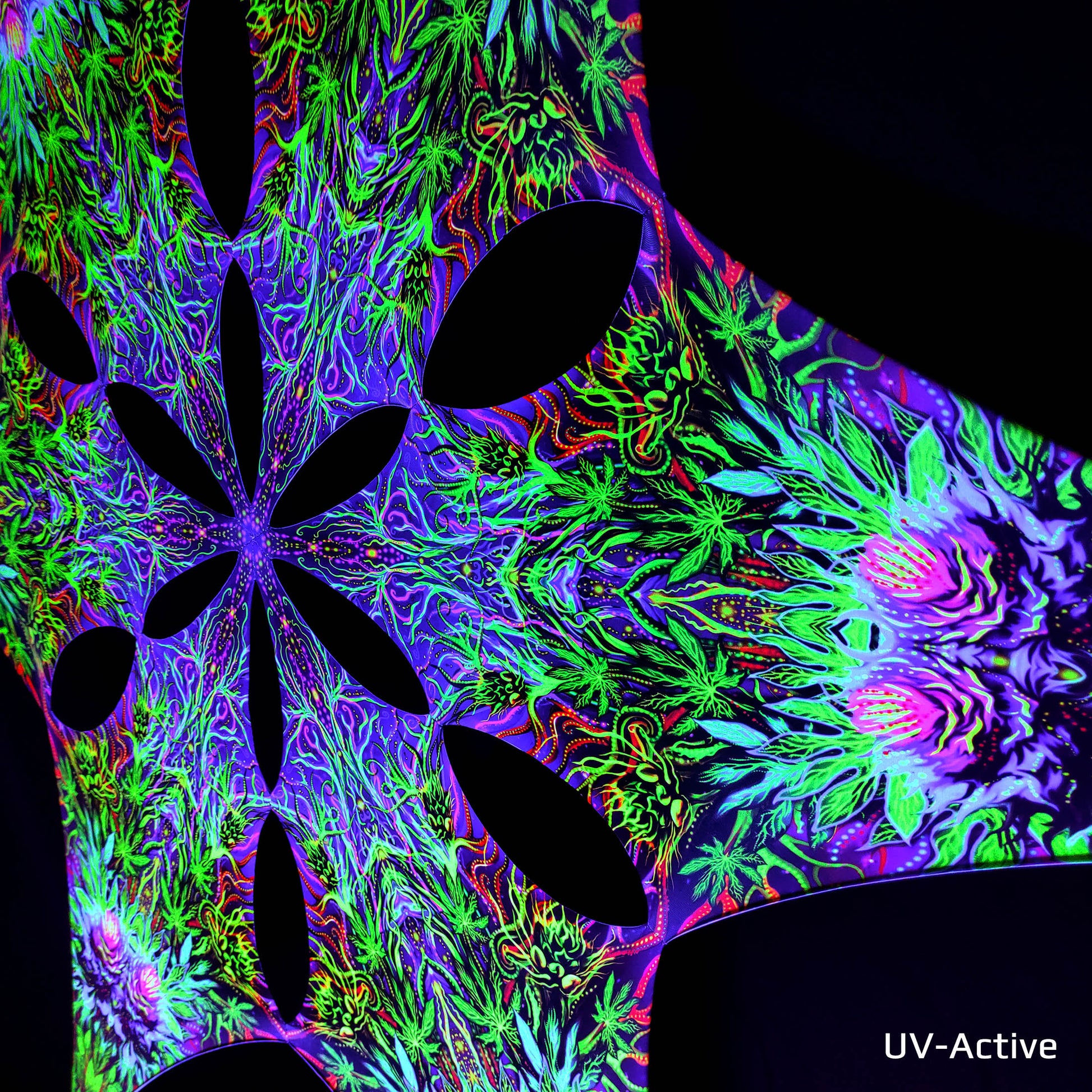 Twin Flowers Canopy UV Active Blacklight Decor - Artrama