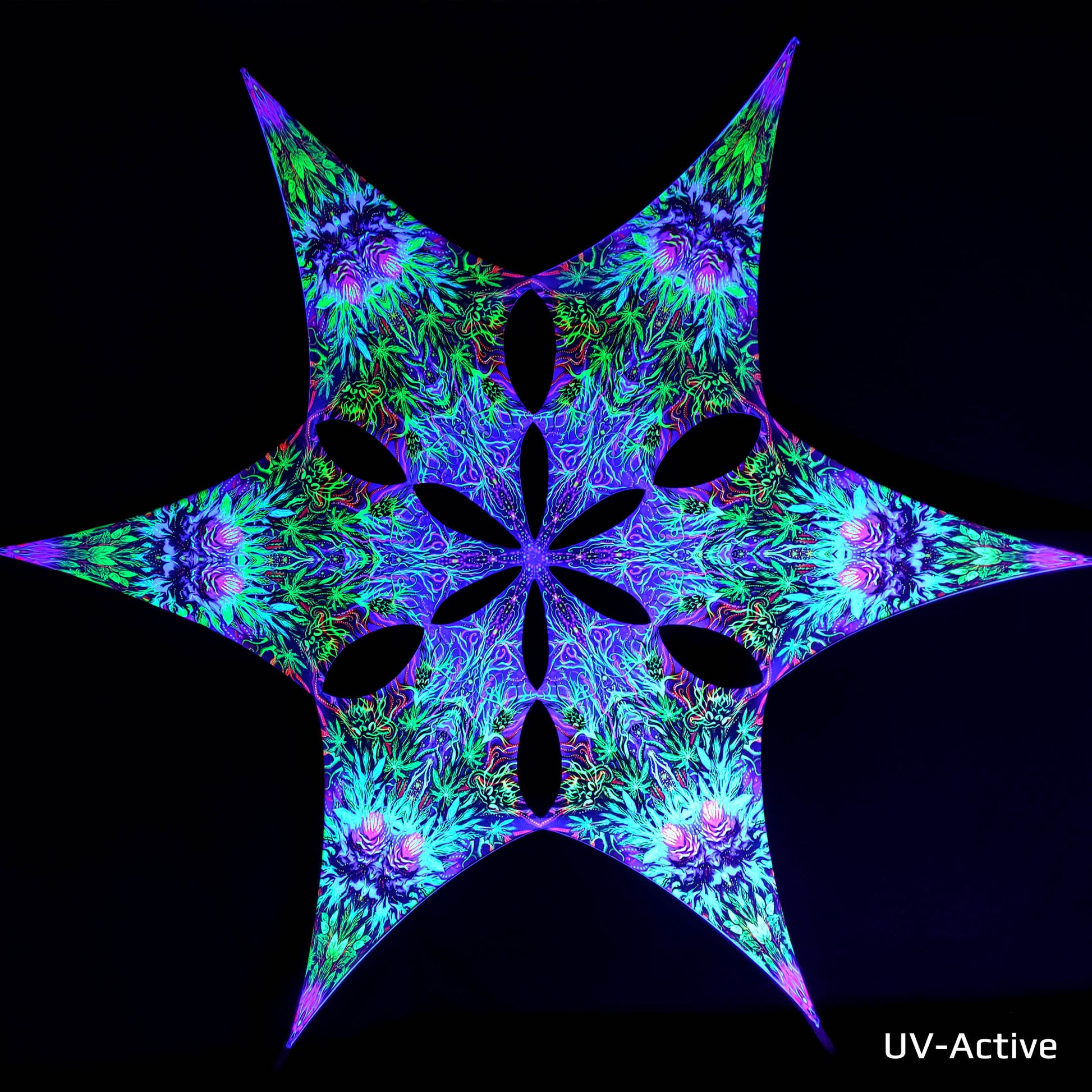 Twin Flowers Canopy UV Active Blacklight Decor - Artrama
