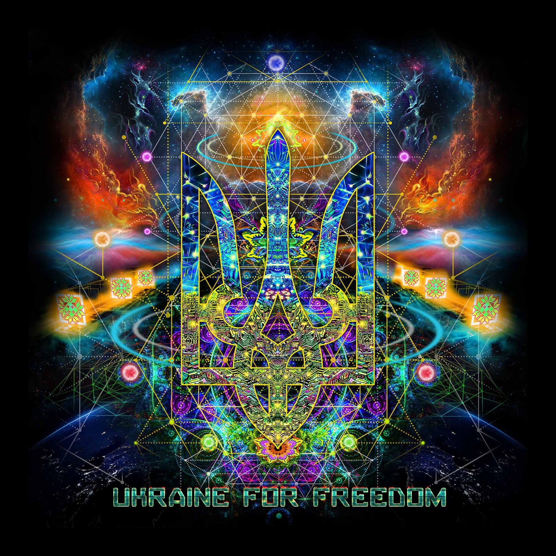 Ukraine for freedom Backdrop UV-Active Blacklight - Artrama