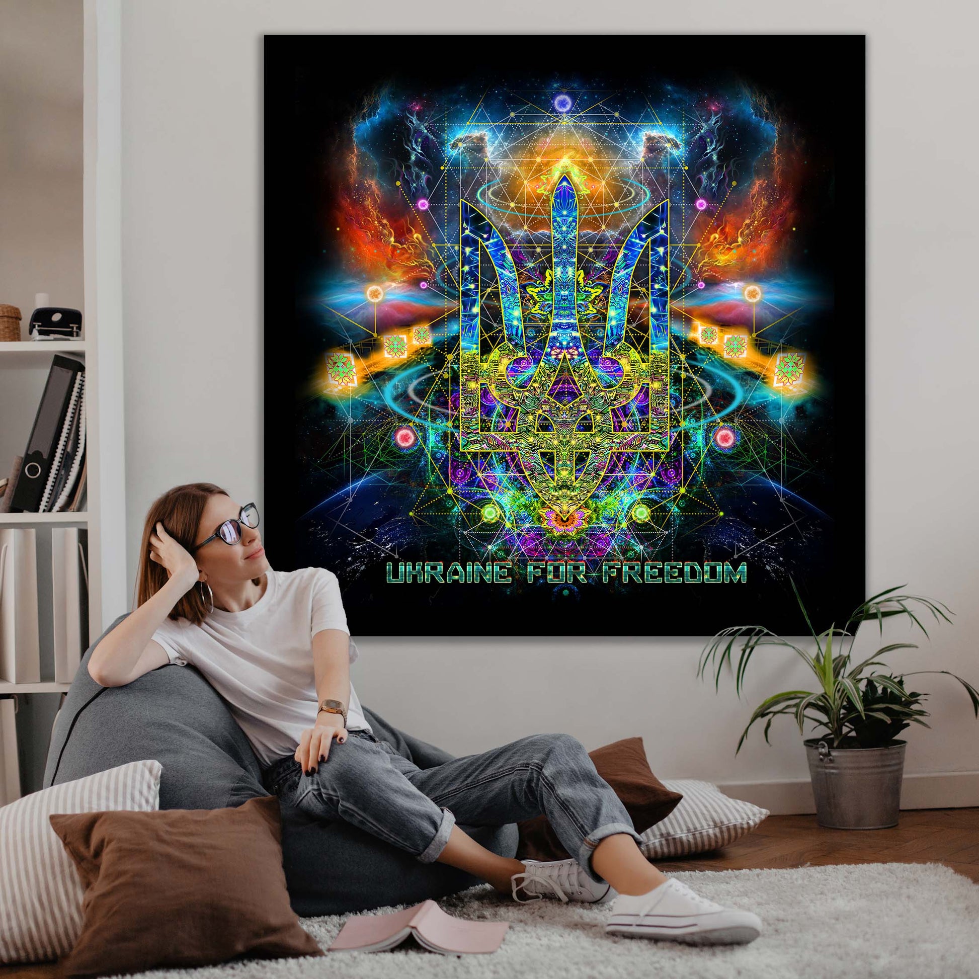 Ukraine for freedom Backdrop UV-Active Blacklight - Artrama
